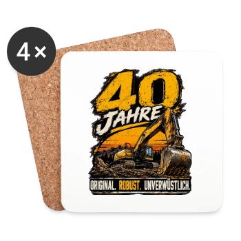 40 Jahre Baggerfahrer – Original & Unverwüstlich - Untersetzer (4er-Set) - Weiß - Vorne