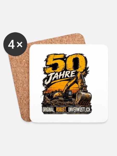 50 Jahre Baggerfahrer – Original & Unverwüstlich - Untersetzer (4er-Set) - Weiß