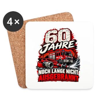 60 Jahre Feuerwehr – Noch nicht ausgebrannt - Untersetzer (4er-Set) - Weiß - Vorne
