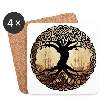 Celtic Irland Wikinger Keltisch Knoten Muster Baum - Untersetzer (4er-Set) - Weiß - Vorne
