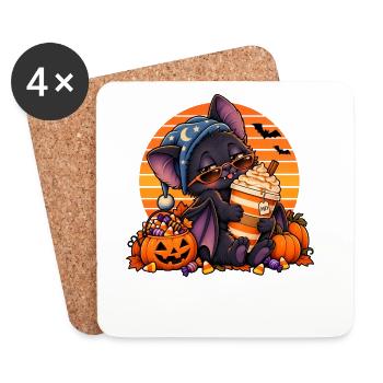 Halloween Fledermaus-Arzt mit Kaffee - Untersetzer (4er-Set) - Weiß - Vorne