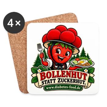 Bollenhut Fruchtmotiv - Untersetzer (4er-Set) - Weiß - Vorne