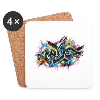 Neon-Graffiti-Explosion - Untersetzer (4er-Set) - Weiß - Vorne
