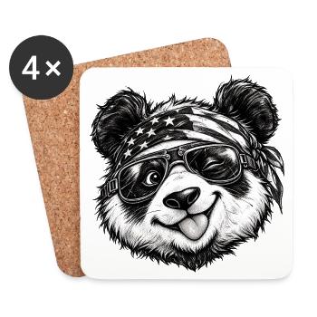 Cool Panda Biker Bandana Sonnenbrille Tierkunst - Untersetzer (4er-Set) - Weiß - Vorne