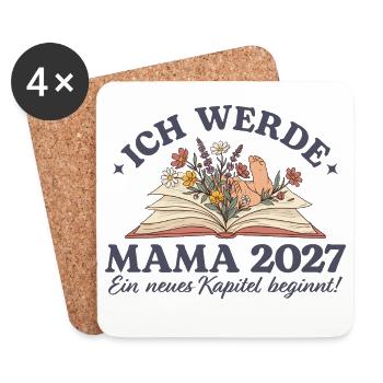Ich werde Mama 2027 Schwangerschaftsankündigung - Untersetzer (4er-Set) - Weiß - Vorne