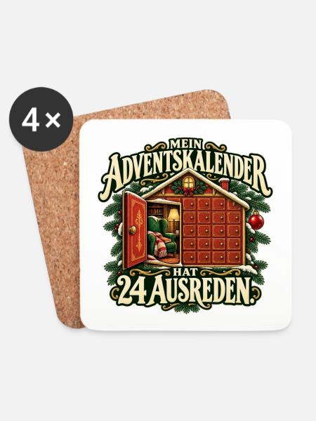 Advent voller Ausreden - Untersetzer (4er-Set) - Weiß