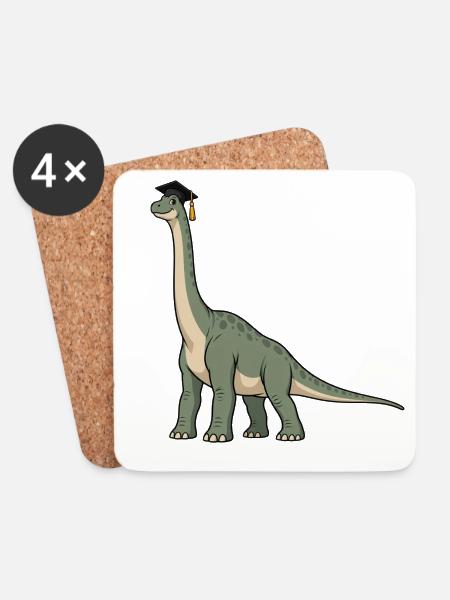 Dino mit Doktorhut - Untersetzer (4er-Set) - Weiß