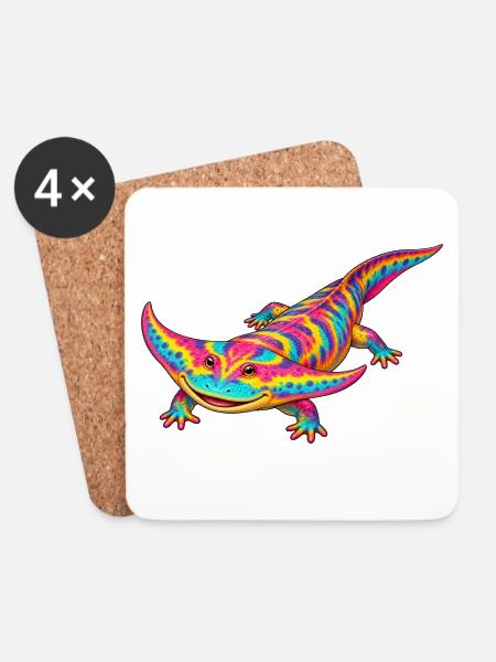 Regenbogen Diplocaulus Strahlen - Untersetzer (4er-Set) - Weiß