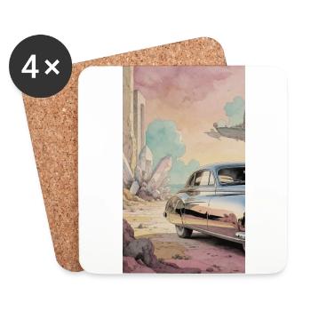 Retro Dream auf Pastelwüste - Untersetzer (4er-Set) - Weiß - Vorne