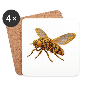 Goldene Ornamente-Fliege - Untersetzer (4er-Set) - Weiß - Vorne