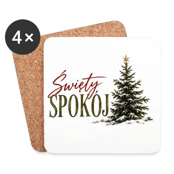 Święty Spokój polnisches Weihnachtsbaumdesign - Untersetzer (4er-Set) - Weiß - Vorne