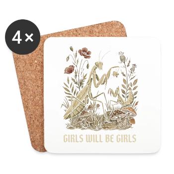 Girls Will Be Girls Gottesanbeterin Betende Mantis - Untersetzer (4er-Set) - Weiß - Vorne