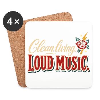 Clean Living Loud Music Straight Edge Nüchtern - Untersetzer (4er-Set) - Weiß - Vorne