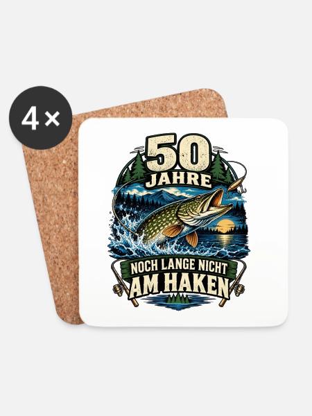 50 Jahre Angler – Noch lange nicht am Haken - Untersetzer (4er-Set) - Weiß