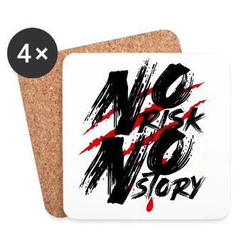 No Risk No Story – Mut Risiko Motivation Spruch - Untersetzer (4er-Set) - Weiß - Vorne