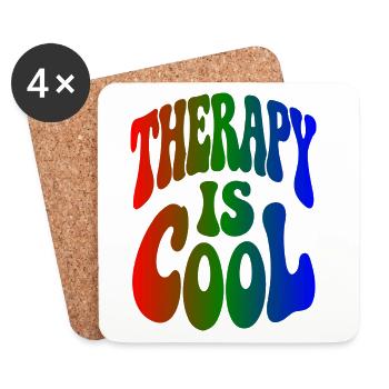 Therapy Is Cool Spruch Geschenk - Untersetzer (4er-Set) - Weiß - Vorne