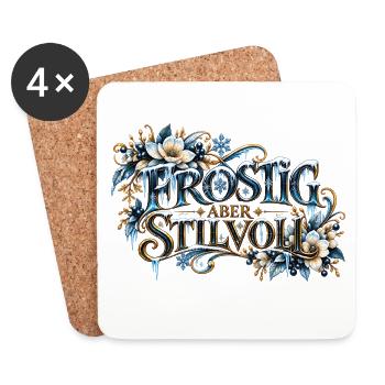 Frostig, aber stilvoll – Das eisige Winteremblem - Untersetzer (4er-Set) - Weiß - Vorne