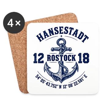 Hansestadt Rostock - Ostsee - MV - Anker - maritim - Untersetzer (4er-Set) - Weiß - Vorne