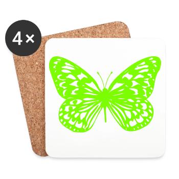 Neongrüner Schmetterling-Umriss - Untersetzer (4er-Set) - Weiß - Vorne