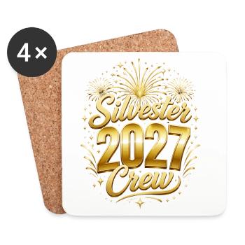 Silvester Crew 2027 Feuerwerk Neujahr Gruppenshirt - Untersetzer (4er-Set) - Weiß - Vorne