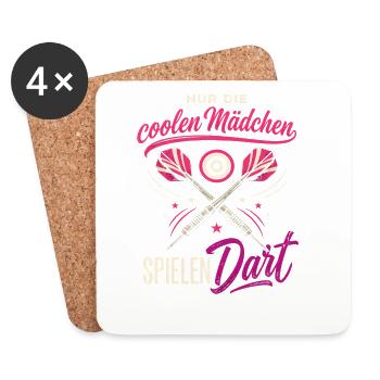 Nur Die Coolen Mädchen Spielen Dart Spruch - Untersetzer (4er-Set) - Weiß - Vorne