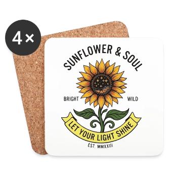 Sonnenblume Sunflower LET YOR LIGHT SHINE - Untersetzer (4er-Set) - Weiß - Vorne