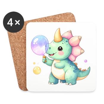 Kleiner Dinosaurier Seifenblasen Süßes Kinder - Untersetzer (4er-Set) - Weiß - Vorne