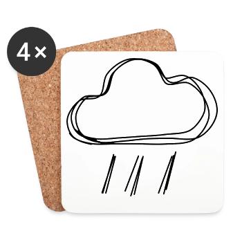 Regenwolke handgezeichnet - Untersetzer (4er-Set) - Weiß - Vorne