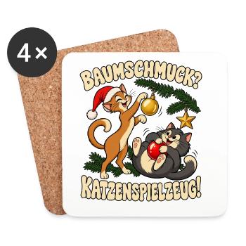 Katzenliebhaber Geschenkidee Weihnachten Katze - Untersetzer (4er-Set) - Weiß - Vorne