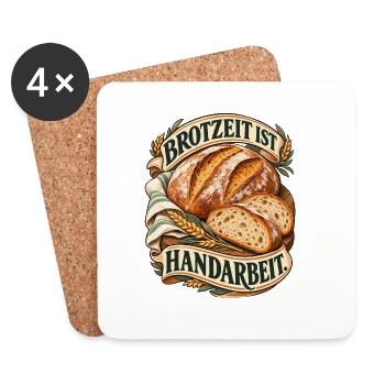 Brotzeit Ist Handarbeit - Untersetzer (4er-Set) - Weiß - Vorne