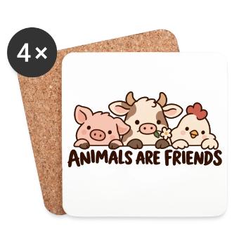 Animals Are Friends Farm Animals - Untersetzer (4er-Set) - Weiß - Vorne
