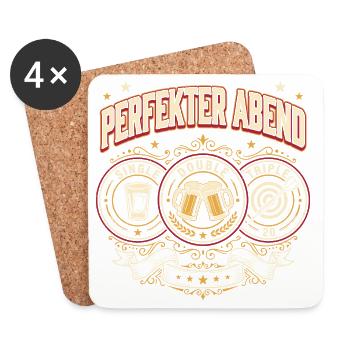 Dart und Bier Perfekter Abend Dart Spruch Lustig - Untersetzer (4er-Set) - Weiß - Vorne