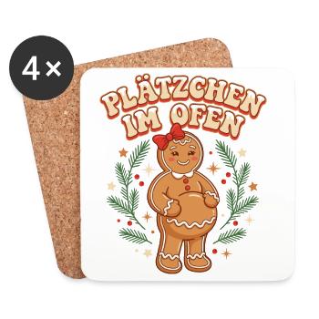 Weihnachtsoutfit Schwanger Plätzchen im Ofen - Untersetzer (4er-Set) - Weiß - Vorne