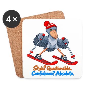 Shoebill auf Skiern – Absolutes Vertrauen - Untersetzer (4er-Set) - Weiß - Vorne