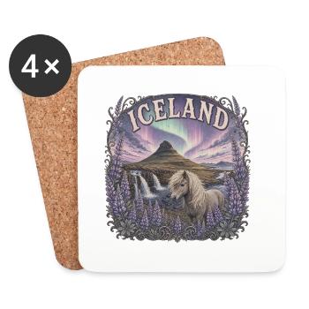 Iceland Reise – Island Nordlicht Natur - Untersetzer (4er-Set) - Weiß - Vorne
