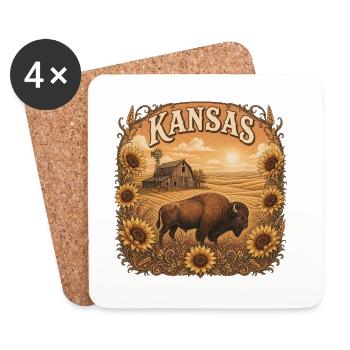 Kansas USA – American Midwest State Geschenk - Untersetzer (4er-Set) - Weiß - Vorne