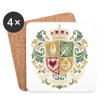 Schafkopf Wappen Deutsches Blatt Kartenspiel - Untersetzer (4er-Set) - Weiß - Vorne