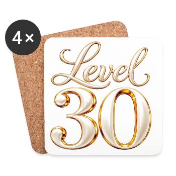 Level 30 Goldschrift Geburtstag - Untersetzer (4er-Set) - Weiß - Vorne