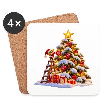 Winterlicher Weihnachtsbaum mit Stern Wenuma  - Untersetzer (4er-Set) - Weiß - Vorne