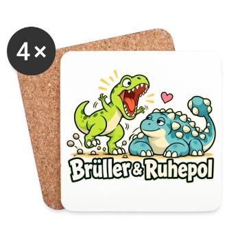 Dinosaurier Partnerlook Paar Humor Geschenk - Untersetzer (4er-Set) - Weiß - Vorne