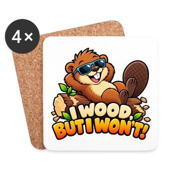 Ich mache Holz, aber ich werde es nicht tun! - Lustiger fauler Biber - Untersetzer (4er-Set) - Weiß - Vorne