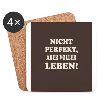 Nicht perfekt, aber voller Leben – Retro Poster - Untersetzer (4er-Set) - Weiß - Vorne