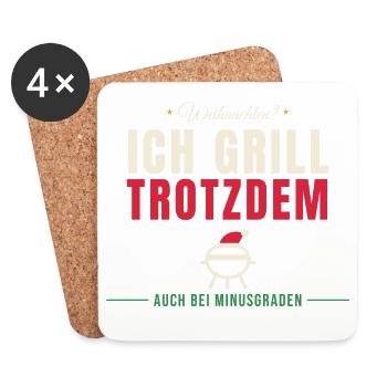 Weihnachten? Ich grill trotzdem - Untersetzer (4er-Set) - Weiß - Vorne