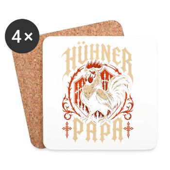 Hühner Papa Hühnerbesitzer - Untersetzer (4er-Set) - Weiß - Vorne
