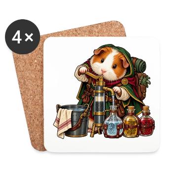 Meerschweinchen-Alchemist mit Zaubertränken - Untersetzer (4er-Set) - Weiß - Vorne