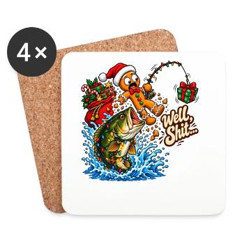 Well Shit Gingerbread Fishing Christmas Bass Humor - Untersetzer (4er-Set) - Weiß - Vorne