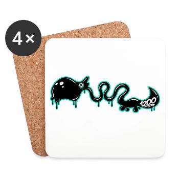 1200 Dino Monster - Untersetzer (4er-Set) - Weiß - Vorne