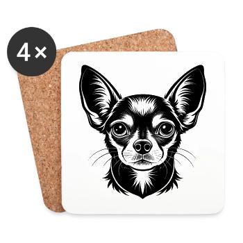 Chihuahua-Hundekopf - Untersetzer (4er-Set) - Weiß - Vorne