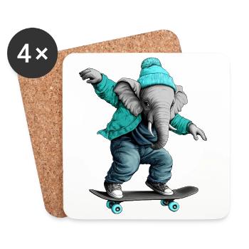Elefant Freestyle - Untersetzer (4er-Set) - Weiß - Vorne