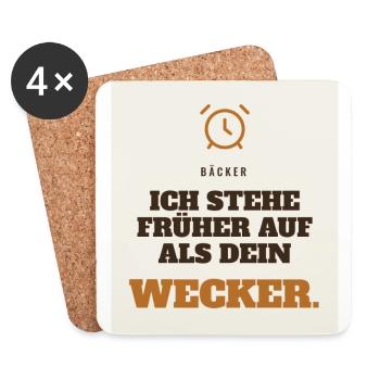 Ich stehe früher auf als dein Wecker - Untersetzer (4er-Set) - Weiß - Vorne
